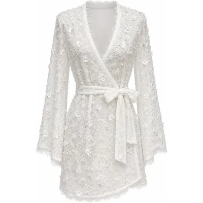 Untamed Petals Emma Sequin Robe In White