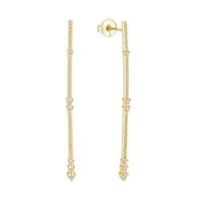 Untamed Petals Eternity Pave Linear Drop Earrings In Gold