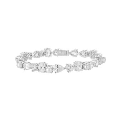 Untamed Petals Ever After Pearl And Crystal Bracelet In Metallic