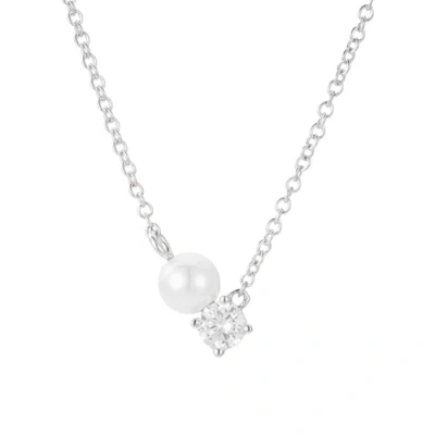 Untamed Petals Evermore Pearl And Crystal Necklace In Metallic