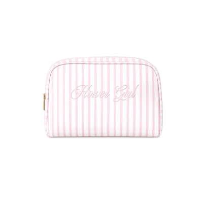Untamed Petals Flower Girl Striped Cosmetic Bag In Pink