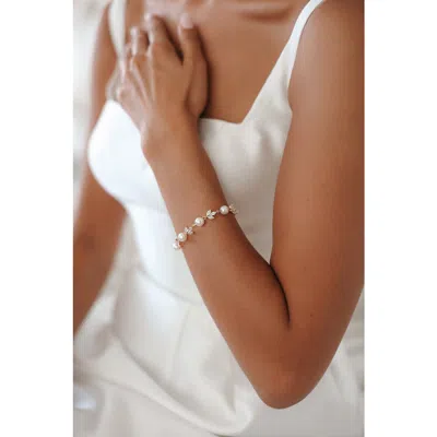 Untamed Petals Forever Pearl And Crystal Bracelet In Gold