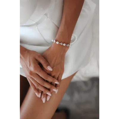 Untamed Petals Forever Pearl And Crystal Bracelet In Silver