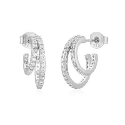 Untamed Petals Hannah Crystal Mini Hoops In Metallic