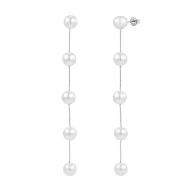 Untamed Petals Harper Pearl Drop Earrings In Silver