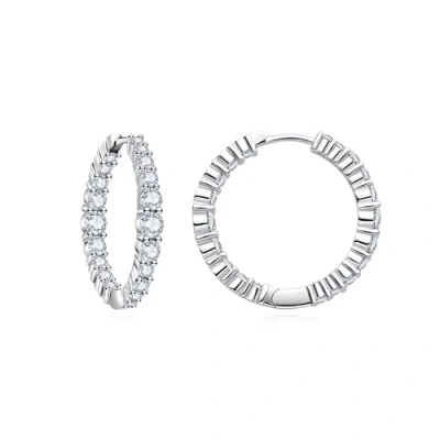Untamed Petals Icon Crystal Hoops In Silver