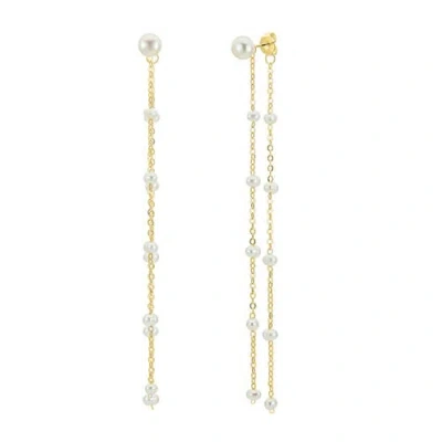 Untamed Petals Lara Pearl Drop Earrings In Gold