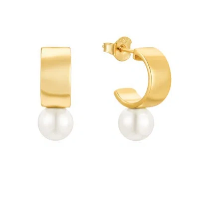 Untamed Petals Leah Pearl Hoops In Gold