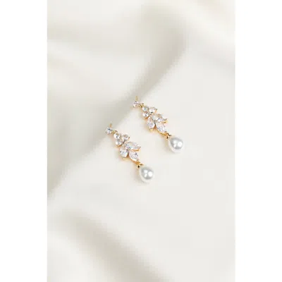 Untamed Petals Leo Pearl And Crystal Drop Earrings In Gold