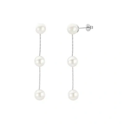 Untamed Petals Lilly Pearl Drop Earrings In White