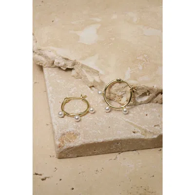 Untamed Petals Londyn Pearl Hoops In Gold