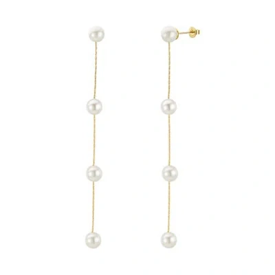Untamed Petals Luna Pearl Drop Earrings In Gold