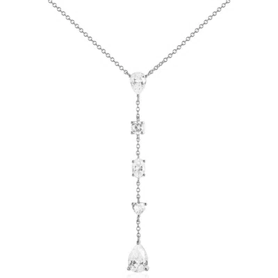 Untamed Petals Lunar Crystal Drop Pendant In Silver