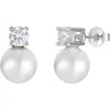 Untamed Petals Maven Pearl And Crystal Studs In Metallic