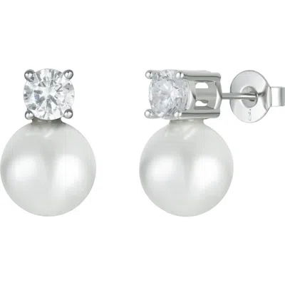 Untamed Petals Maven Pearl And Crystal Studs In Metallic