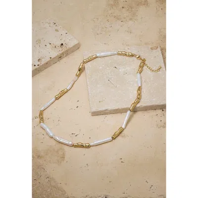 Untamed Petals Miley Baroque Pearl Necklace In Gold