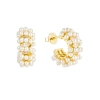 Untamed Petals Millie Mini Pearl Hoops In Gold