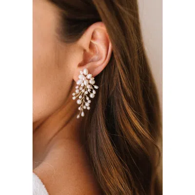 Untamed Petals Moore Freshwater Pearl Earrings In Gold