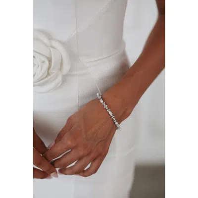 Untamed Petals Opulent Pearl And Crystal Bracelet In Silver