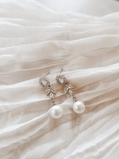 Untamed Petals Palace Pearl And Crystal Drop Earrings In Silver