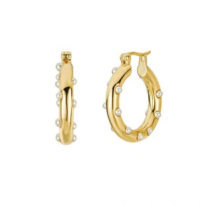 Untamed Petals Paris Pearl Hoops In Gold