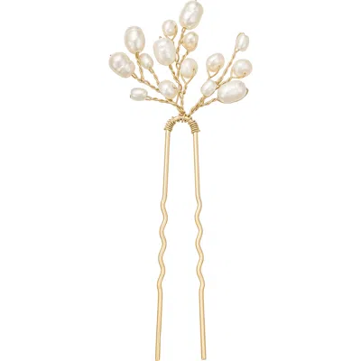 Untamed Petals Parker Pearl Hair Pin In Gold