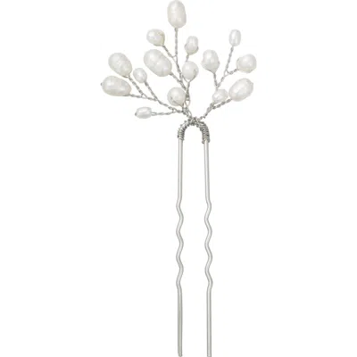 Untamed Petals Parker Pearl Hair Pin In Metallic