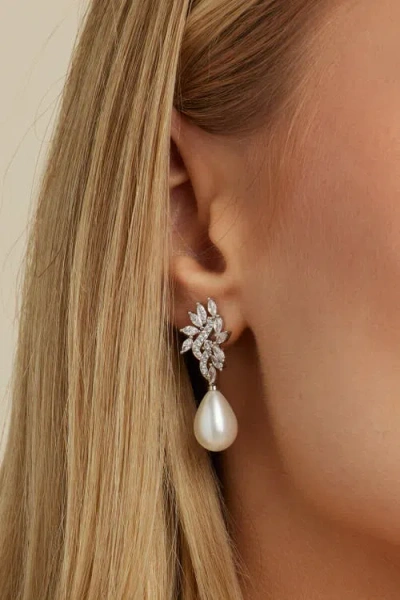 Untamed Petals Regency Crystal Drop Earrings In Silver