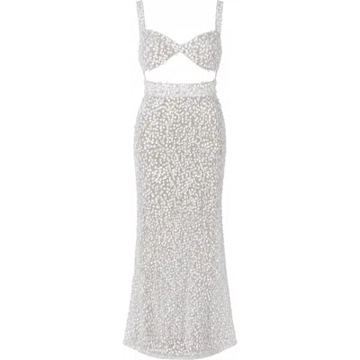 Untamed Petals Remy Maxi Dress In Silver