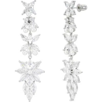 Untamed Petals Rosette Crystal Drop Earrings In Metallic