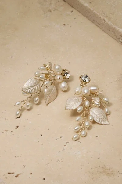Untamed Petals Ryann Freshwater Pearl Drop Earrings In Gold