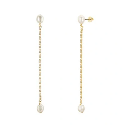 Untamed Petals Sarah Crystal And Pearl Drops In Gold