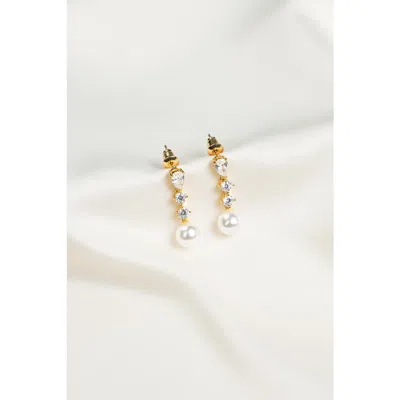Untamed Petals Serenade Pearl And Crystal Earrings In Gold