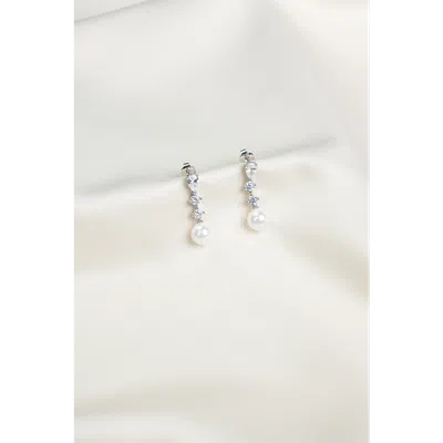 Untamed Petals Serenade Pearl And Crystal Earrings In Silver