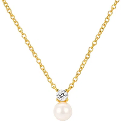 Untamed Petals Sloane Pearl And Crystal Necklace In Gold