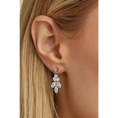 Untamed Petals Vania Crystal Earrings In Silver