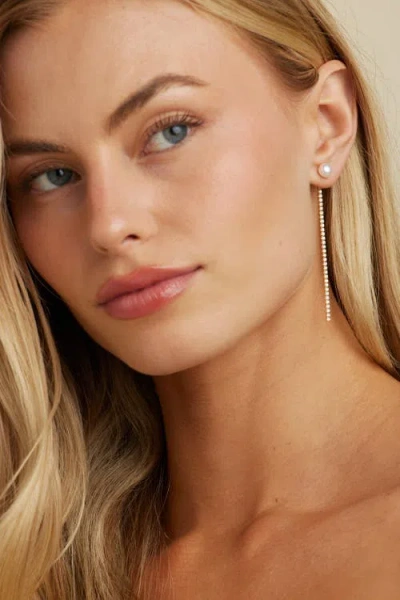Untamed Petals Ventana Crystal Chain Earrings In Gold