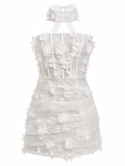 Untamed Petals Willow Mini Dress In White