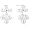 Untamed Petals Windsor Pearl Drop Earrings In Silver