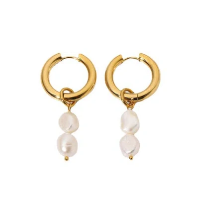 Untamed Petals Zuma Freshwater Pearl Hoops In Gold