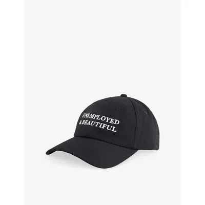 Until Further Notice Womens Black Slogan-embroidered Cotton Cap