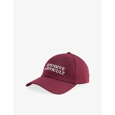Until Further Notice Womens Burgundy Expensive & Difficult Embroidered Cotton-twill Baseball Cap In Red