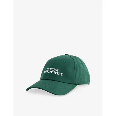 Until Further Notice Womens Green Future Trophy Wife Embroidered Cotton Cap
