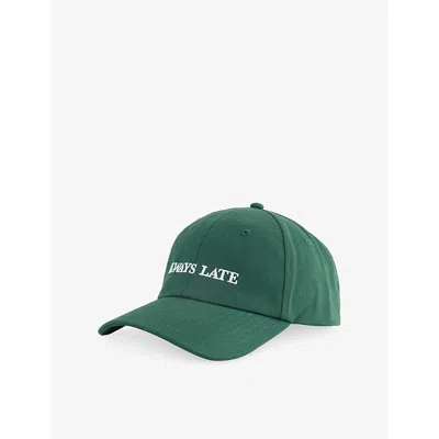 Until Further Notice Womens Green Slogan-embroidered Cotton Cap