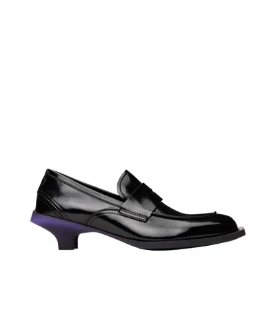 Untitlab Black Heel Loafers In Purple Black