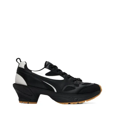 Untitlab Strap-up High-heeled Sneakers In Black