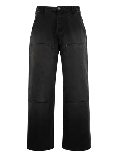 Untitled Artworks Double-knee Workwear Jeans In Black