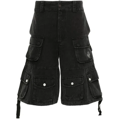 Untitled Artworks Logo-embroidered Cargo Shorts In Black