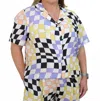 Untitled In Motion Ease Short Sleeve Button Down Top In Print