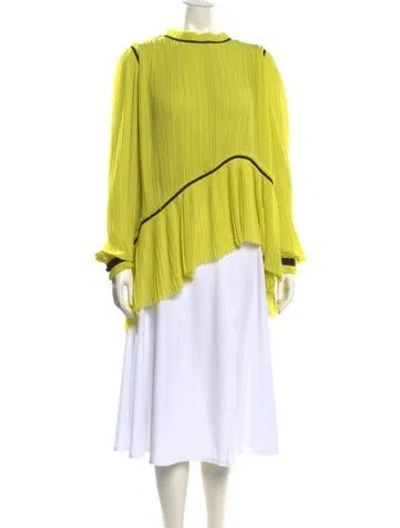 Pre-owned Unttld Mock Neck Long Sleeve Sweatshirt In Yellow